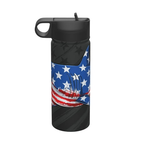 

Zeuib Shark With USA Flag Print 18oz Sports Insulated Kettle Insulated Cups With Handle Sports Water Kettle Water Bottle Insulated