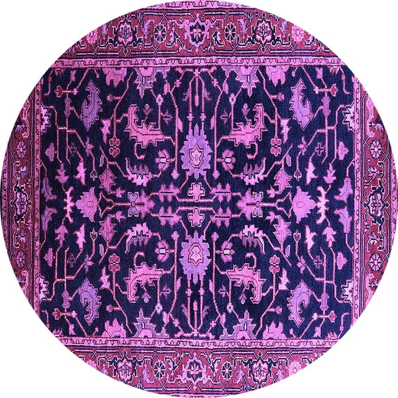 Ahgly Company Indoor Round Oriental Purple Industrial Area Rugs, 8' Round