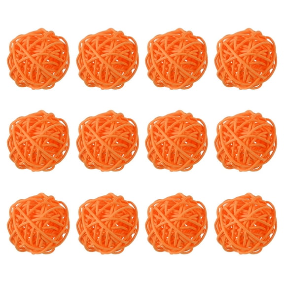 Uxcell 12 Pcs Wicker Rattan Balls 2 Inch Rattan Decorative Balls Vase Fillers for Wedding Party Centerpiece Bowls Home Decoration, Orange