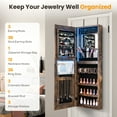 thumbnail image 5 of Giantex 42.5" LED Mirror Jewelry Cabinet, Wall Mounted/Door, Hanging Jewelry Armoire, Brown, 5 of 9