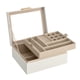 thumbnail image 1 of Caja de Joyas, Caja Joyero de 2 Niveles con Bandeja Extraíble, Estuche de Joyería, con 2 Cajones, Tapa de Cristal, Regalo Ideal, Estilo Moderno, Blanco Nube y Dorado Metálico, 1 of 6