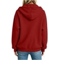 thumbnail image 6 of Zip Up Hoodie for Women Sevevn Casual Fleece Hooded Half-Zip Fashion Solid Color Cozy Trendy Sweatshirts for Fall & Winter with Pockets Red M, 6 of 6