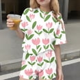 thumbnail image 3 of Ugoldhm Girls' Summer 2-Piece Set, Short Sleeve T-Shirt and Shorts, 3-15 Years Clothes, Flower Fruit Print, 3 of 8