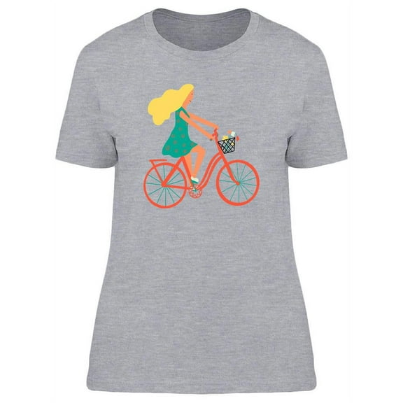 Young Blond Woman Riding Bicycle T-Shirt Women -Image by Shutterstock, Female x-Large