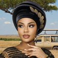 thumbnail image 5 of Slccxzc Women's Spiral Turban Cap, Beaded Leaf Pre Tied Head Wrap, 5 of 7
