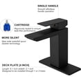 thumbnail image 5 of Matte Black Bathroom Faucet Set with   Drain, Single Handle Waterfall Spout Vanity Sink Kit,  Stainless Steel, 5 of 8