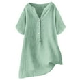 thumbnail image 1 of Loose Fit Solid Color Linen Casual Short Sleeve Button Top for Women Womens Compression Cold Gear Long Sleeve Shirts for Women Fall 100 Polyester Shirts Women Long Exercise Shirts Women Turtle, 1 of 2