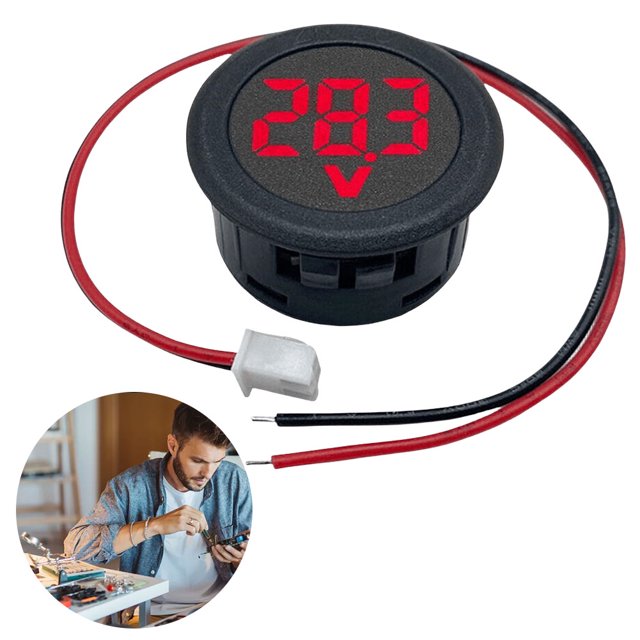 Cabezal voltímetro DC digital Circular dos hilos 4-100V Protección conexión inversa LED Pantalla Herramienta medición voltaje pequeño
