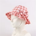 thumbnail image 3 of WOYY Girl Cotton Plaid Sun Hat UPF 50+ Adjustable Beach Hat Wide Brim Bucket Hats for Kids, 3 of 3