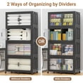 thumbnail image 2 of BROVIEW Stackable Storage Bins 200Gal Extra Large, Collapsible Plastic Closet Organizers Cabinet for Home, Lid, Wheels, Doors, Dividers, 4-Pack Black, 2 of 8