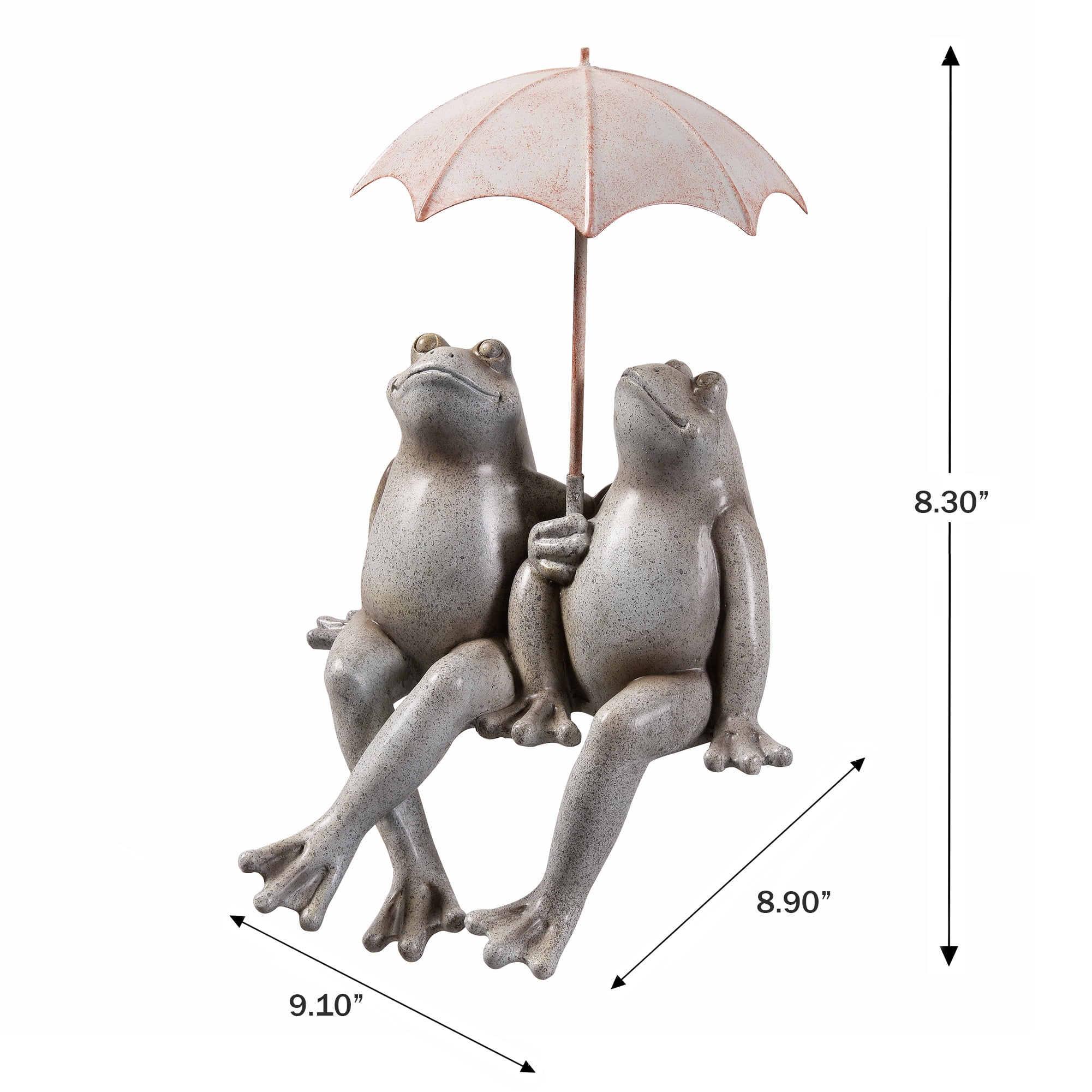 Sitting Couple Frogs W/Umbrella Garden Statue Yard Decor