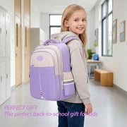 Lvelia School Bag Backpacks for Girls,Lightweight School Backpack for Kids Teens,Waterproof Student Shoulder Bookbag for Elementary Middle School,Purple