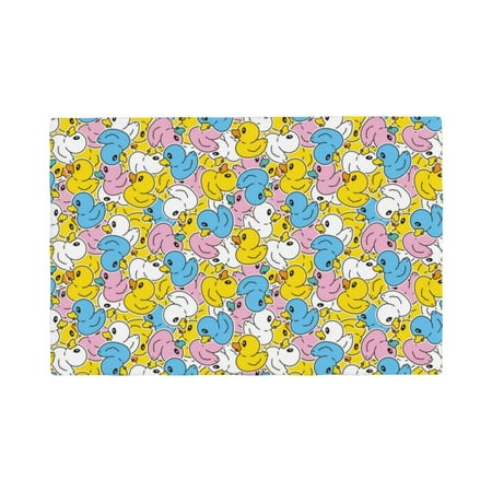 

Table Placemats Set of 4 - Colorful Rubber Duck 1 12x18 In Faux Linen Double Heat Resistant Place Mats Cloth Indoor/Outdoor Placemats Washable Table Mats for Dining Kitchen Party