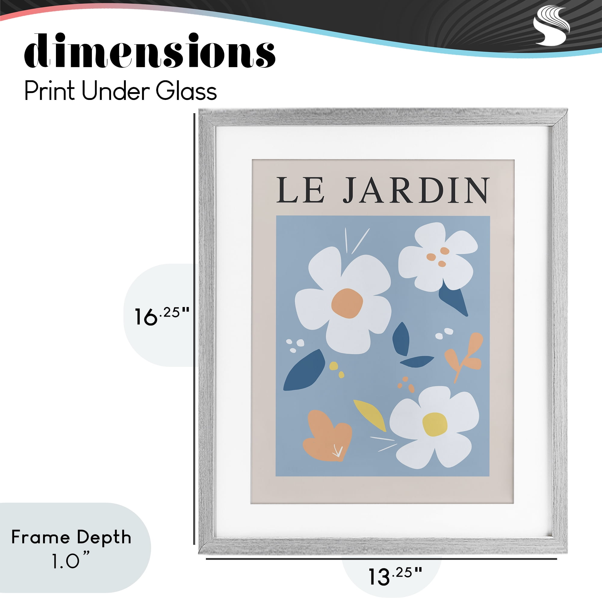 Stupell Industries Bouncing Floral Le Jardin Gray Framed Print Under Glass, design by Anna Quach