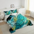 thumbnail image 3 of jejeloiu Oil Painting Ombre Bedding Comforter Set,Cyan Geometric Stripes Twin Comforter Sets,Modern Abstract Minimalist Bedding Set For Girl,Microfiber Room Decoration Reversible,2pcs, 3 of 8