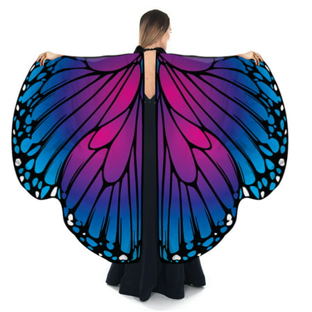 WIRESTER Butterfly Wings Costume Cape Shawl for Halloween Christmas Party Events Festivals, Purple Gradient Blue