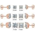 thumbnail image 2 of 18K Rose Gold / Yellow Gold / White Gold Plated Round Cut Princess Cut Clear Cubic Zirconia Stud Earring of 6 Pairs (3-5-7MM), 2 of 6