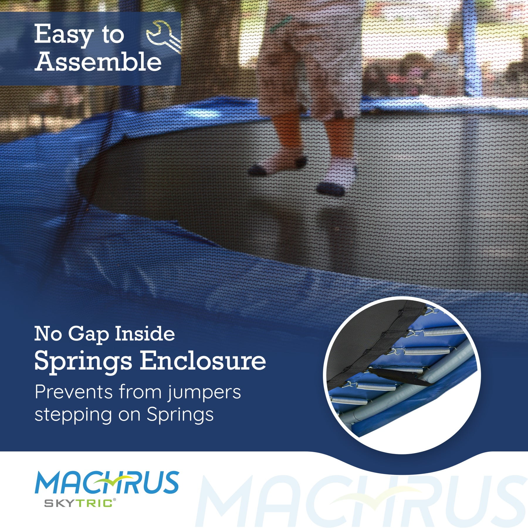 Machrus Skytric 11FT Round Trampoline with Top-Ring Flex Frame Safety Enclosure – Kids, Toddlers & Adults Trampoline – Mini Trampoline with Easy Assembly