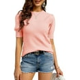 thumbnail image 2 of Puff Short Sleeved Women Slim Fit Knit Tops Pullover, 2 of 5
