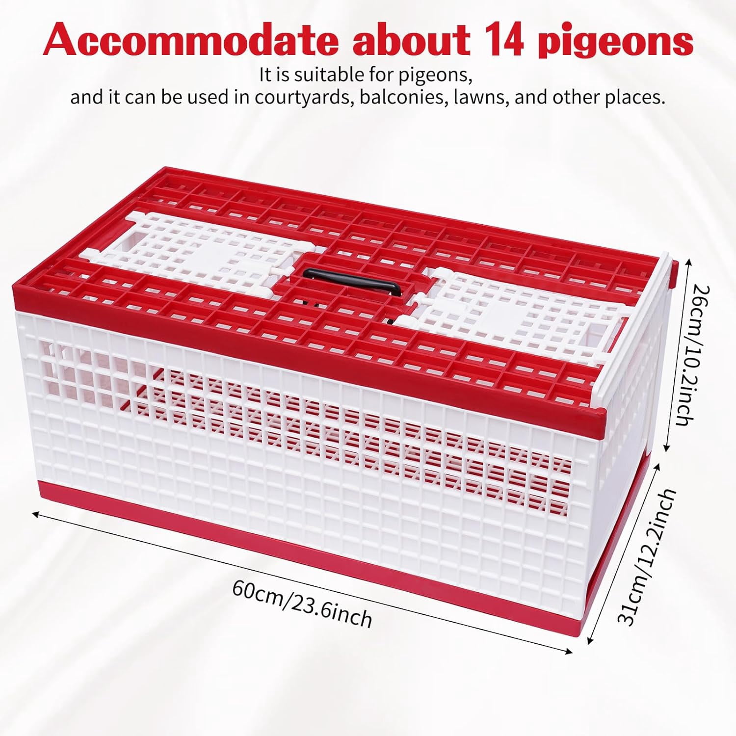 Racing Pigeon Carrier Box, Bird Training Basket Folding Pigeon Training Release Cage with 2 Side Doors + 2 Top Department