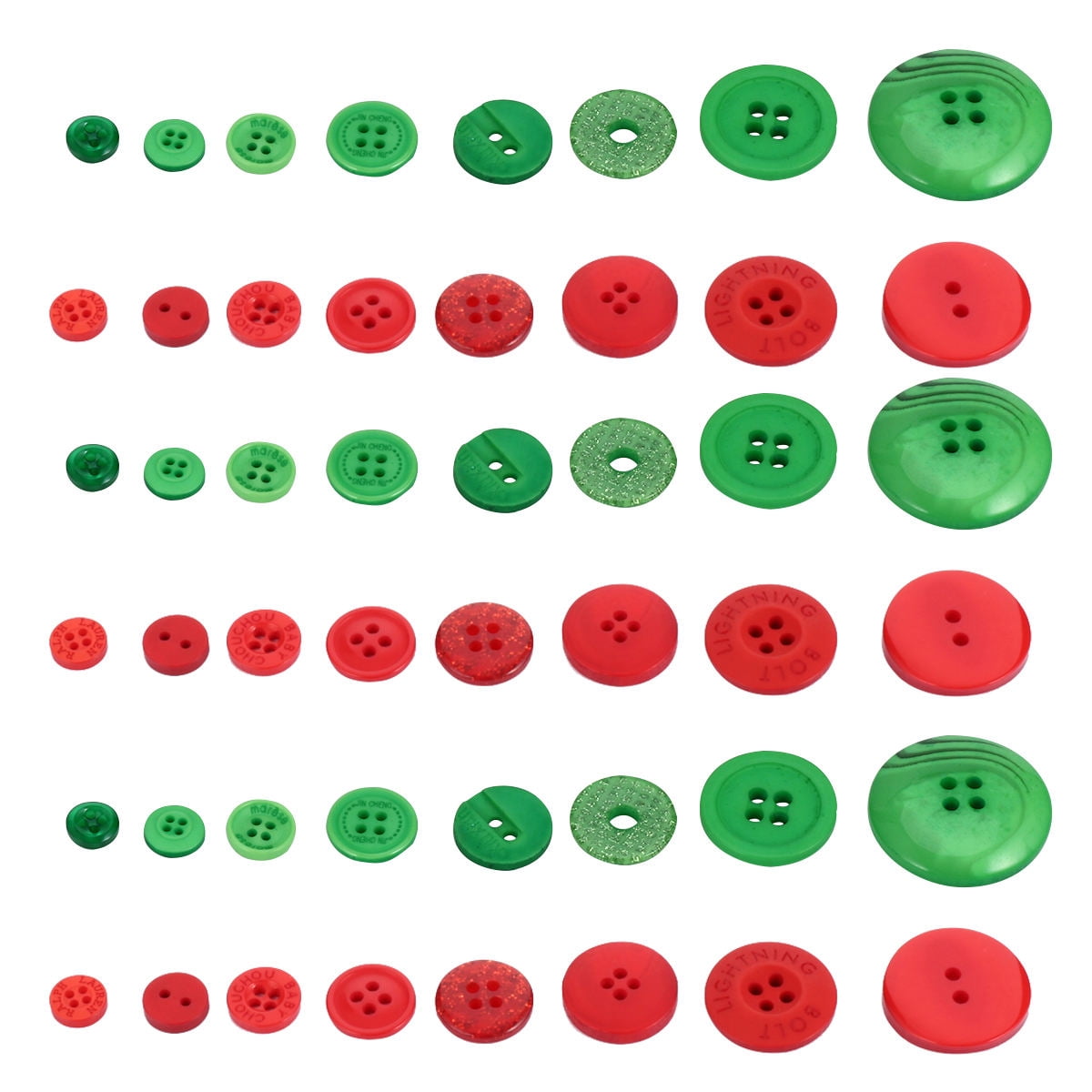 WRITWAA 1320-Piece Resin Button Set in Christmas Red and Green for Crafts, Knitting, Crochet, Projects and Holiday Decorations