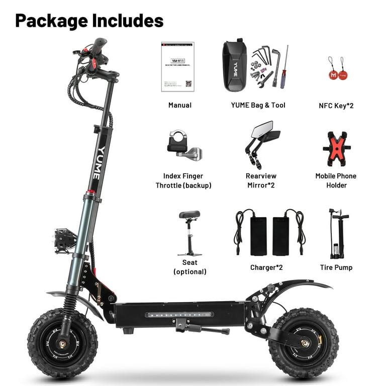 YUME Y11+ Adult Electric Scooter, Dual 6000W Motors, 50 mph