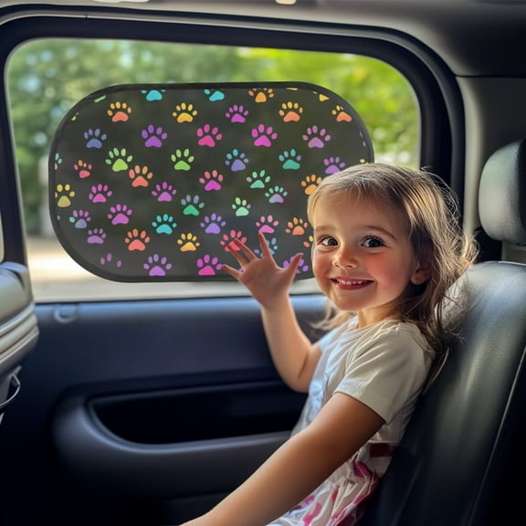 KUIFORTI Car Window Shades for Side Window, 2 Pcs Paw Print Car Window Shade for Baby In Car, 20.47" x 12.59" Car Privacy Shades for SUV Truck Sedan Van