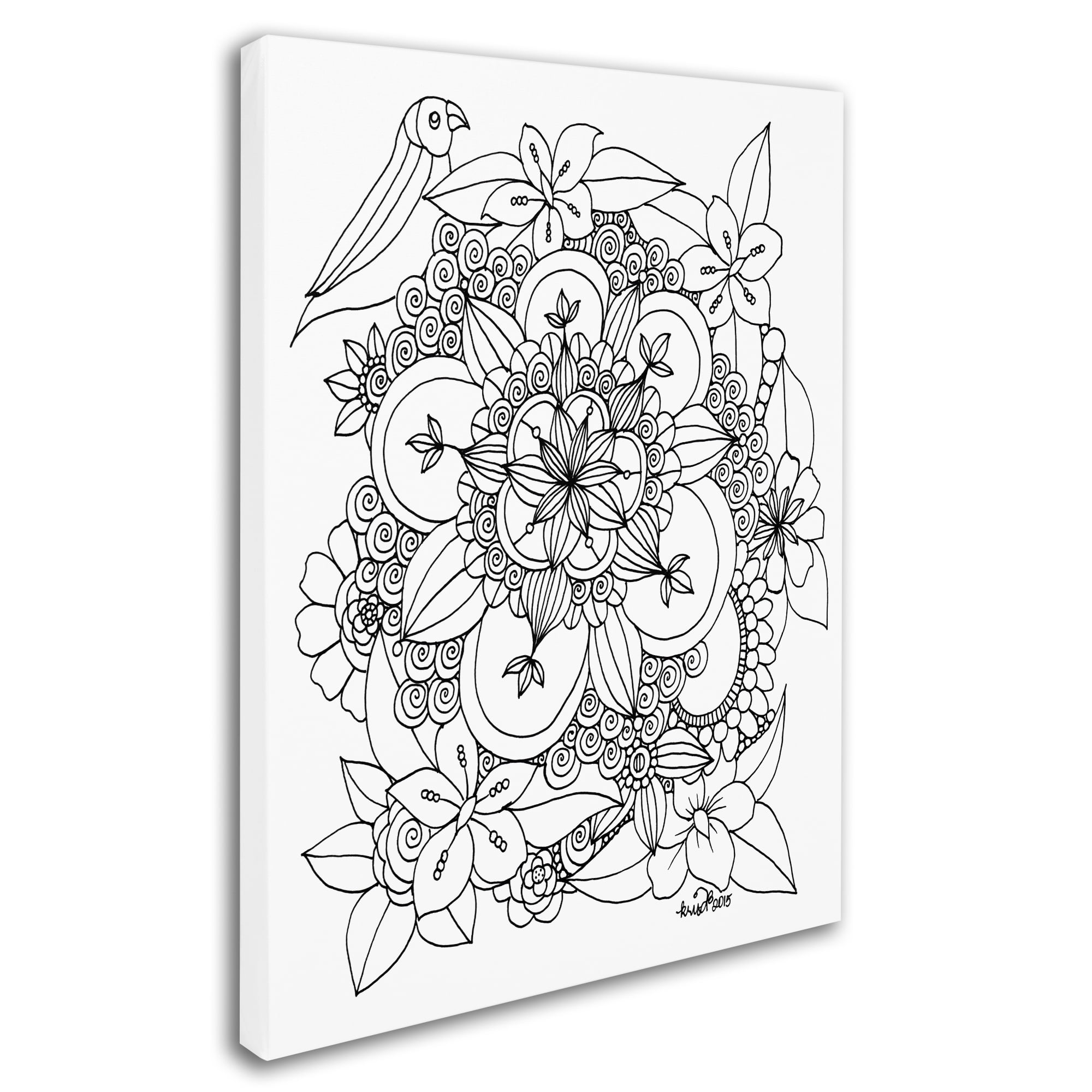 KCDoodleArt 'Fairies and Woodland Creatures 7' Canvas Wall Art 35 x 47 Inches