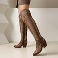 thumbnail image 2 of UngA Burgundy Boots Chunky Heel Motorcycle Style Classic Fashion Brown,A, 2 of 7