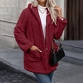 thumbnail image 5 of XFLWAM Fleece Jacket for Women Winter Warm Button Down Hooded Coat Casual Soft Lightweight Fall Teddy Outerwear Fuzzy Coats Red M, 5 of 9