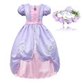 thumbnail image 1 of Vestido de fiesta de cumpleaños de princesa púrpura para niños, manga abullonada, vestido de baile Floral de tul para niñas pequeñas, Cosplay personalizado, 2-10T, nuevo Fivean unisex, 1 of 2