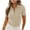 Khaki, variant on Lenpel Women's Summer Tops Ribbed Short Sleeve Quarter Button Collared Slim T Shirts Business Casual Work Blouses