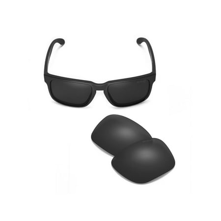 Walleva Black Mr. Shield Polarized Replacement Lenses for Oakley Holbrook Sunglasses