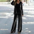 thumbnail image 6 of ZToonmas Women's 2 Piece Outfits Solid Crew Neck Long Sleeve Top and Wide Leg Pants Set Casual Loose Tracksuits, 6 of 9