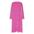 thumbnail image 4 of Fesfesfes Women's Plaid Midi Dress Fall Comfortable Plus Size Casual Long Sleeve Crew Neck Pajamas Loose Breathable Home Wear Outfits(Hot Pink,S), 4 of 5