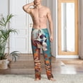 thumbnail image 2 of Honiee Artistic Orange Carnation Skull for men - a sleek fusion of Straight Pajama Pants, versatile Lounge Pants, and cozy Sleepwear, all rolled into one-Medium, 2 of 6