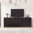 thumbnail image 3 of Brafabhome Accent Fluted Sideboard Buffet Cabinet with 4 Doors, Modern Credenza Storage Cabinet with Adjustable & Removable Shelves for Living Room Dinning Room Entryway | Black, 3 of 12