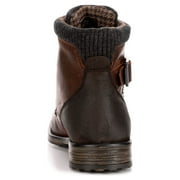 AM Shoes Mens Leather Plain Toe Lace Up Boot Shoes, Dark Brown, US 12