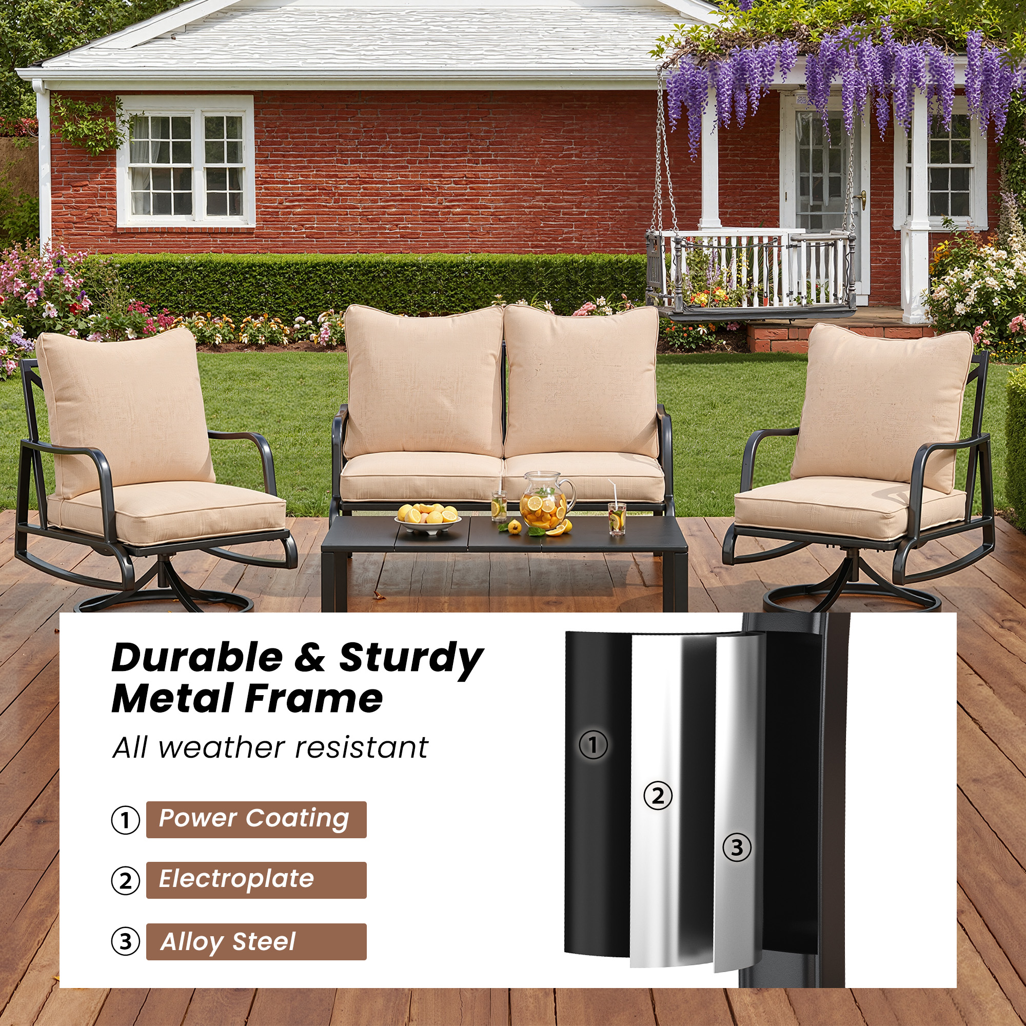 MAYEERTY Outdoor 2Piece Small Patio Set:Swivel Glider Chairs with Cushions for Porch,Balcony,Backyard