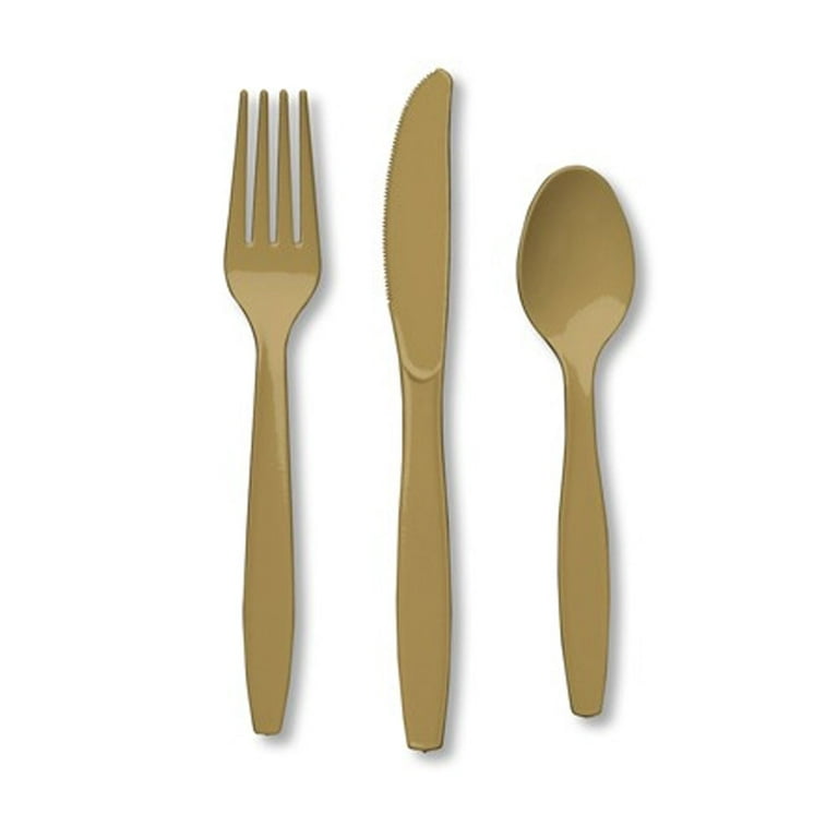 Gold Premium Plastic Cutlery Set 24ct