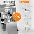 thumbnail image 3 of Upgrade Sturdy Shower Caddy Tension Pole Quick Installation Corner Shower Shelves 18/8 Stainless Steel Rustproof 4 Tier Adjustable Shower Rack for Bathtub Shampoo Accessories Storage 32-122inch, 3 of 12