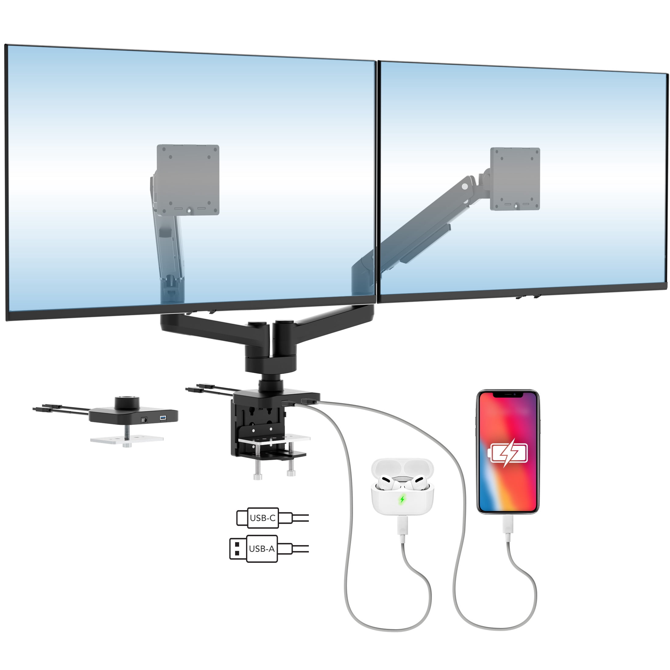 Heavy-Duty Dual Monitor Mount with Gas Spring Arms