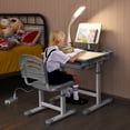 thumbnail image 3 of Costway Kids Desk and Chair Set Height Adjustable Children School Study Desk w/LED Light for Boys & Girls, 3 of 7