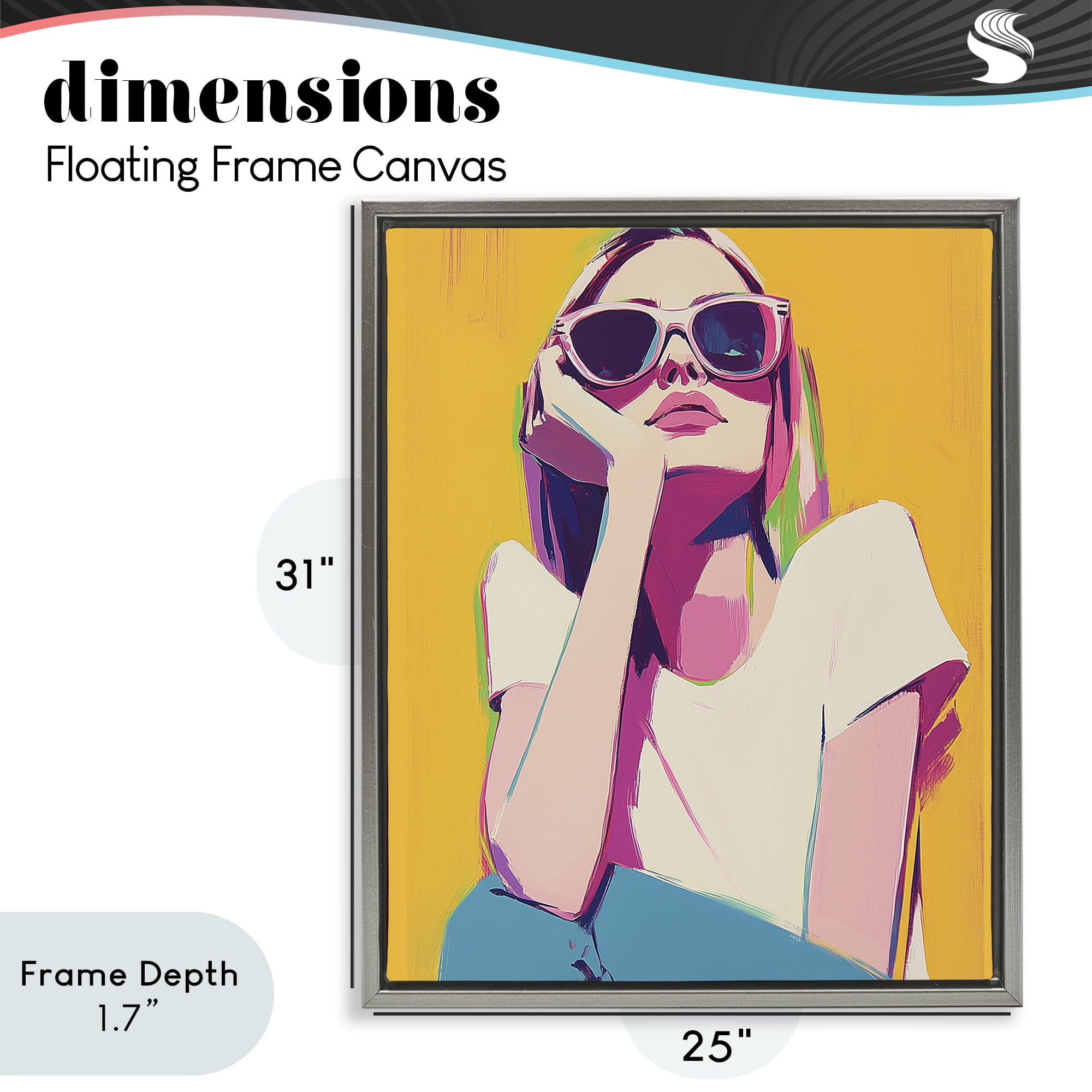 Stupell Industries Chroma Shades Girl Gray Framed Floater Canvas Wall Art, design by Walker Noble