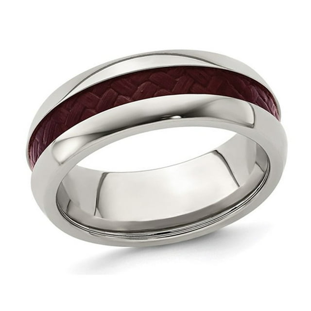 Bague Alliance pour Homme en Acier Inoxydable Rouge en Fibre de Carbone (8 mm)