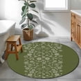 thumbnail image 4 of Japanese Round Rug 3ft Washable Circle Entryway Rugs Non Slip Green Rustic Retro Pastoral Floral Leaves Area Rug Indoor Floor Carpet for Bedroom Kitchen Living Room Home Office Dining Room Nursery, 4 of 8