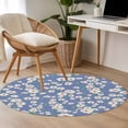 thumbnail image 4 of Watercolor Floral Round Area Rug 3Ft Washable Small Circle Rugs for Kitchen Entryway, Spring Flower Leaves Botanical Blue Non-Slip Carpet Floor Mats Indoor Outdoor Carpet Runner Aesthetic Home Decor, 4 of 8