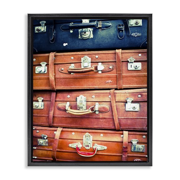 Stupell Industries Varied Stacked Suitcases Novelty Photography Black Floater Framed Art Print Wall Art, 17 x 21