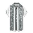 thumbnail image 5 of ZCFZJW Mens Hawaiian Shirts Short Sleeve Button Down Shirt Striped Color Block Printed Tropical Summer Beach Vacation Tees Shirt Tops Gray XXL, 5 of 6