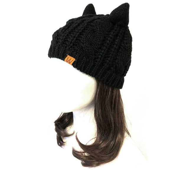 Wrapables® Cable Knit Cat Ears Beanie, Black